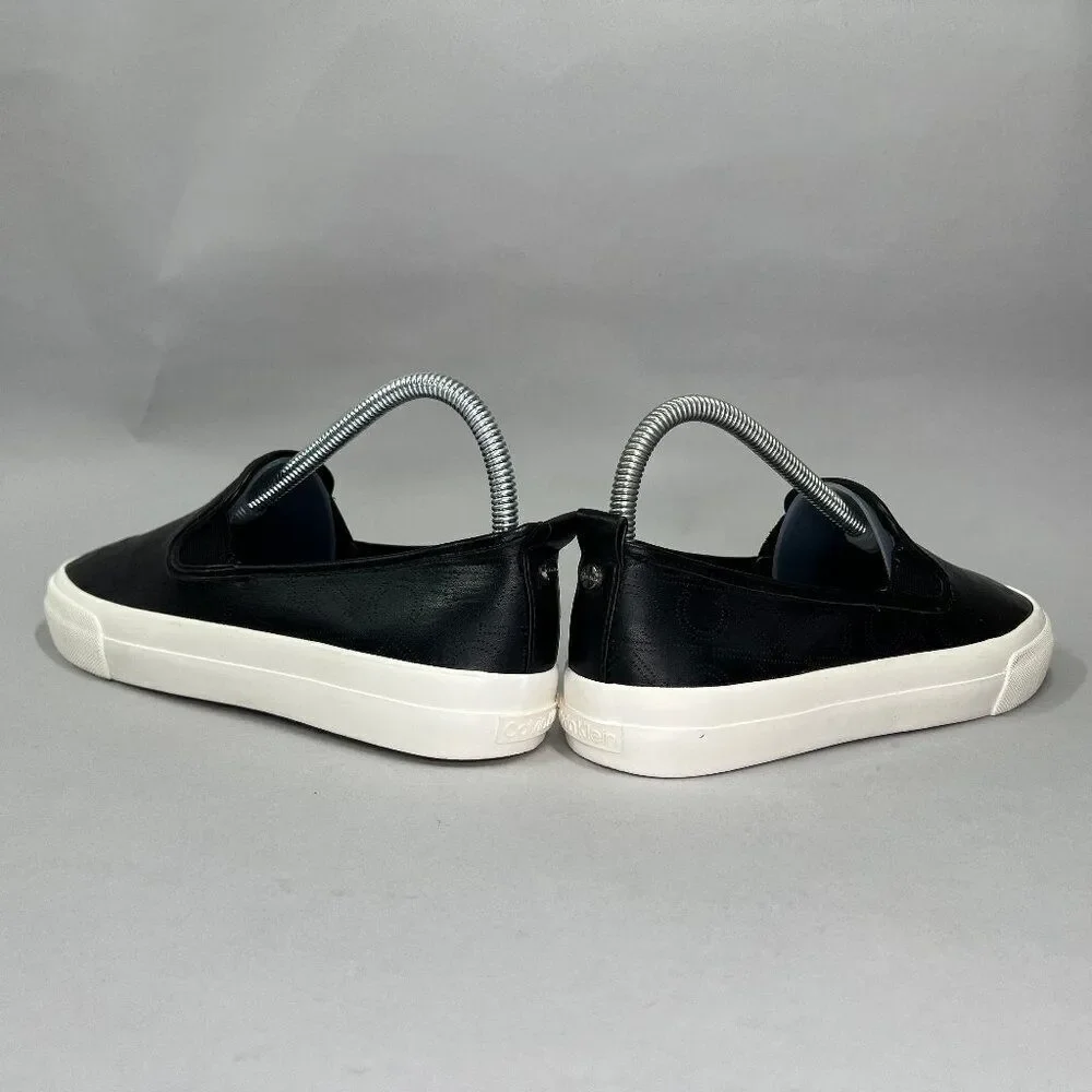 Calvin Klein Women's Size 6 Valette Black CK All Over‎ Print Slip On Sneakers